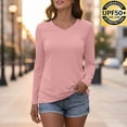 thumbnail image 1 of RKSTN Women Shirts Sun Protection Shirt Top Solid Color V Neck Long Sleeve Spring Summer Lightweight Outdoor Hiking Top, 1 of 6