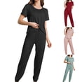 thumbnail image 1 of RKSTN Women's Pajama Sets Summer Pajamas Short Sleeve Crew Neck Pajamas Top and Cuffed Casual Pant 2Pc Lounge Set Sleepwear, 1 of 5