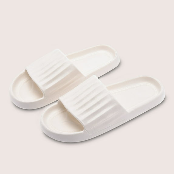 RKSTN Women's Sandals Thick Soled Slides for Women Bathroom Open Toes House Slides Lightweight Soft Sole Beach Sandals (White ,7)