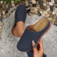 thumbnail image 1 of RKSTN Women's Slippers Pu Solid Color Round Toe Closed Toe Thick Sole Breathable Durable Summer Casual Wedge Slippers, 1 of 9