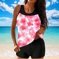 thumbnail image 1 of RKSTN Women's Tankini Swimsuits Summer Printed Color Block Crew Neck Padded Cups Swim Tank with Swim Shorts Matching Two Piece Bathing Suits for Summer Beach Vacations, 1 of 6