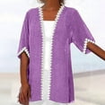 thumbnail image 1 of RKSTN Womens Cardigan Lace Light Weight Cardigan Women Oversized Open Front Breathable Half Sleeve Cardigan for Dress (Purple ,XXL), 1 of 5