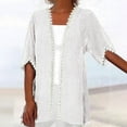 thumbnail image 1 of RKSTN Womens Cardigan Lace Light Weight Cardigan Women Oversized Open Front Breathable Half Sleeve Cardigan for Dress (White ,S), 1 of 5