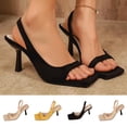 thumbnail image 1 of RKSTN Womens Heels Sandals Strappy High Heel Sandals Square Toe Open Back Plus Size Spring Summer Trendy Side Cutout Toe Exposed Casual Sandals, 1 of 10
