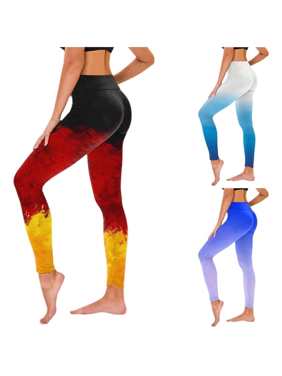 Womens Leggings Gradient Workout Pants Women High Waisted Lightweight Jogging Athletic Gym Leggings for Women (Blue ,L)