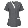 thumbnail image 1 of RKSTN Womens Nurse Working Uniform Plus Size V Neck Solid Color Button Down Short Sleeve Comfortable Caregiver Protective Blouse with Pockets, 1 of 3