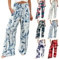 thumbnail image 1 of RKSTN Womens Pants High Waisted Casual Pants Print Color Block Versatile Summer Loose Straight Leg Lounge Pants with Pockets, 1 of 6