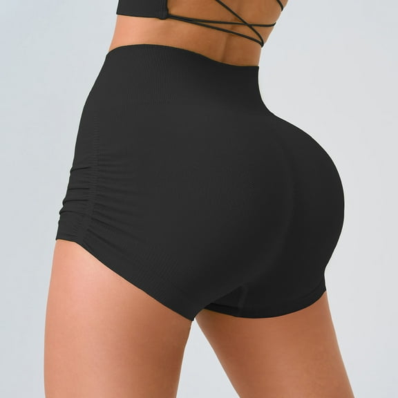 RKSTN Yoga Shorts for Women Solid Color Stylish High Waisted Butt Lifting Tummy Control Comfortable Athletic Fitness Workout Booty Shorts for Outerwear