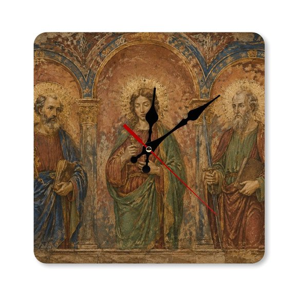 RKSupls 10×10inch Angelwith Golden Wingsin Field Square Unmarked Wall Clock Silent Non-Ticking Home Decor for Bedroom Living Room Office Classroom Easy to Install