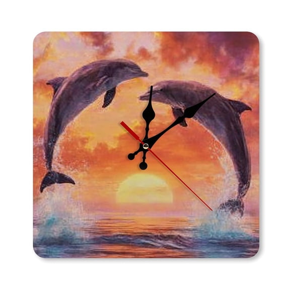 RKSupls 10×10inch Bulldog Pirate Hat Square Unmarked Wall Clock Silent Non-Ticking Home Decor for Bedroom Living Room Office Classroom Easy to Install