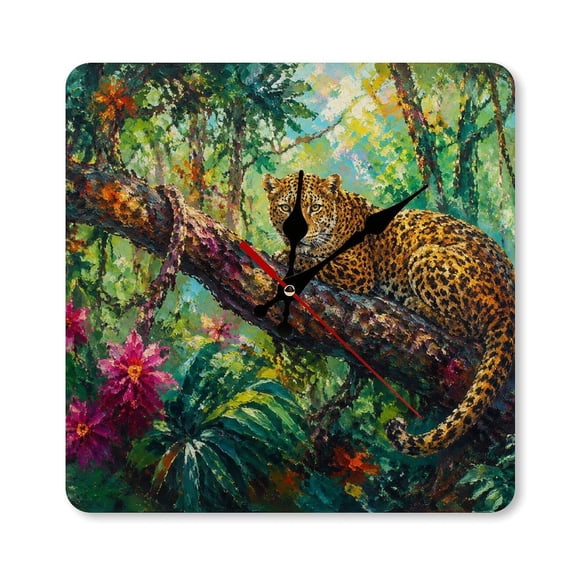 RKSupls 10×10inch Giraffesat Savannah Sunset Square Unmarked Wall Clock Silent Non-Ticking Home Decor for Bedroom Living Room Office Classroom Easy to Install