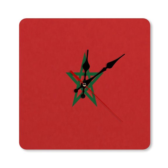 RKSupls 1010inch Morocco Flag Square Unmarked Wall Clock Silent Non-Ticking Home Decor for Bedroom Living Room Office Classroom Easy to Install