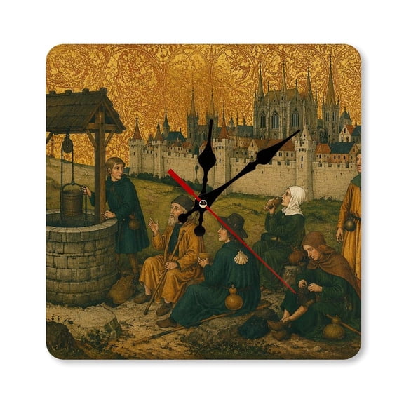 RKSupls 10×10inch Royal Coronation Ceremony Square Unmarked Wall Clock Silent Non-Ticking Home Decor for Bedroom Living Room Office Classroom Easy to Install