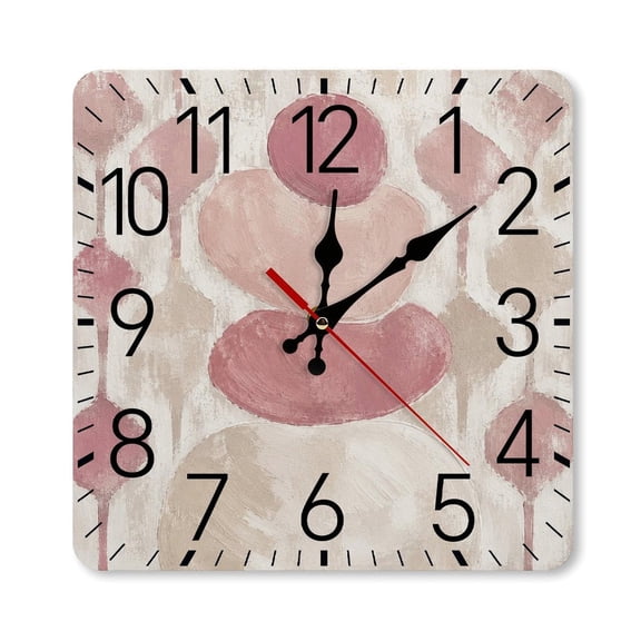 RKSupls 10×10inch Square Silent Wall Clock Wooden Frame, Abstract Stone Stack Scale Decorative Clock for Home Bedroom Living Room Office