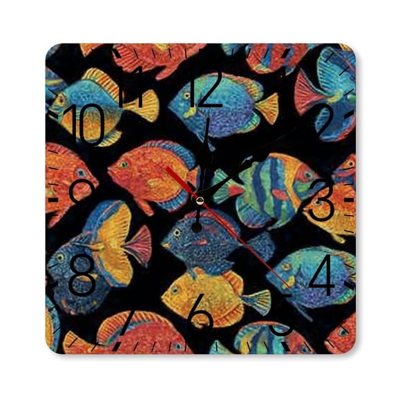 RKSupls 10×10inch Square Silent Wall Clock Wooden Frame, Autumn Deer Forest Scale Decorative Clock for Home Bedroom Living Room Office
