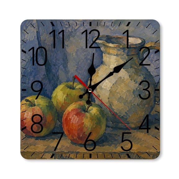 RKSupls 1010inch Square Silent Wall Clock Wooden Frame, Rocky Mountain Pines Post Impressionist Scale Decorative Clock for Home Bedroom Living Room Office