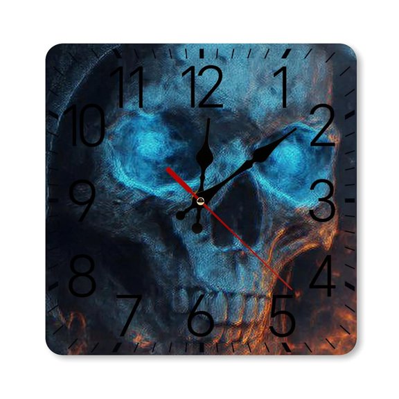 RKSupls 10×10inch Square Silent Wall Clock Wooden Frame, Skeleton Roses Colorful Scale Decorative Clock for Home Bedroom Living Room Office