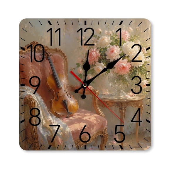 RKSupls 10×10inch Square Silent Wall Clock Wooden Frame, Womanon Vintage Boat Scale Decorative Clock for Home Bedroom Living Room Office