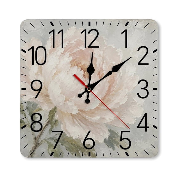 RKSupls 1010inch Square Silent Wall Clock Wooden Frame, Worn Leather Boots Still Life Scale Decorative Clock for Home Bedroom Living Room Office