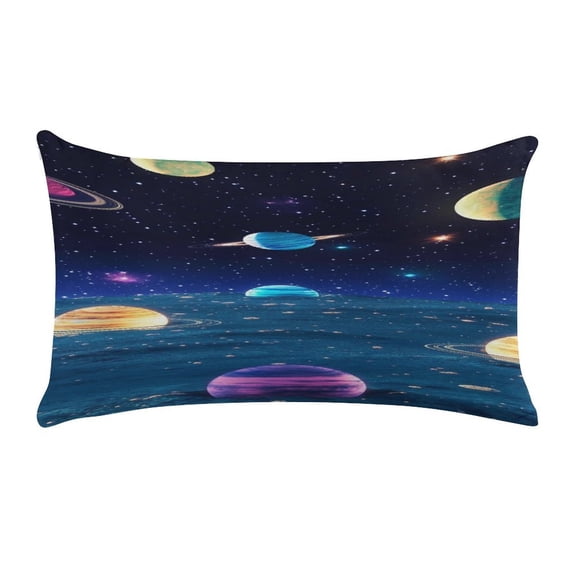 RKSupls 12x20 Inch Space Planet Ocean Reflection Ultra Soft Short Plush Lumbar Pillow Cover Decorative Rectangle Cushion Case for Sofa Bedroom Living Room