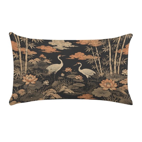 RKSupls 12x20 Inch Willow Boaton Moonlit Lake Ultra Soft Short Plush Lumbar Pillow Cover Decorative Rectangle Cushion Case for Sofa Bedroom Living Room