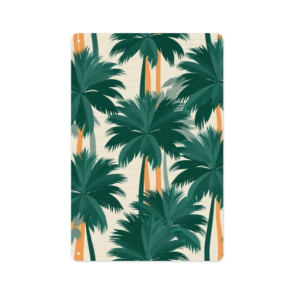 RKSupls 12x8 Inch Vertical Aluminum Plaque Sign, Tropical Palm Tree Pattern Rustproof UV Print Wall Decor with Pre-Drilled Holes for Home Farmhouse Garage Bar Decor