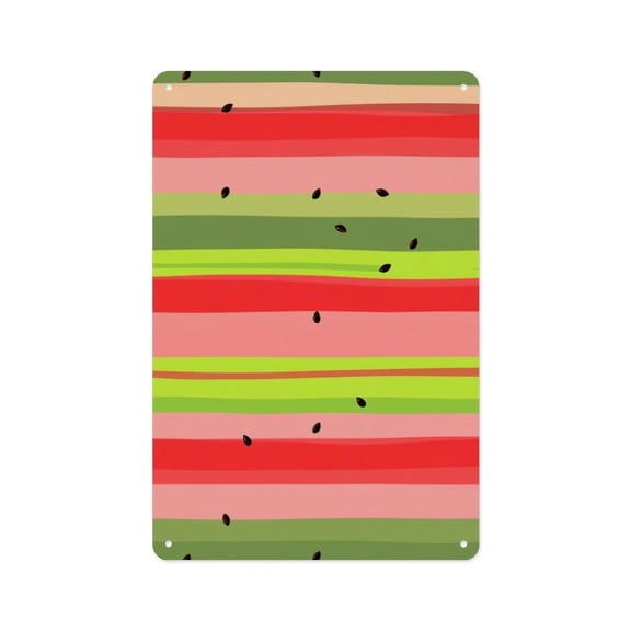 RKSupls 12x8 Inch Vertical Aluminum Plaque Sign, Watermelon Pattern Summer Fruit Rustproof UV Print Wall Decor with Pre-Drilled Holes for Home Farmhouse Garage Bar Decor