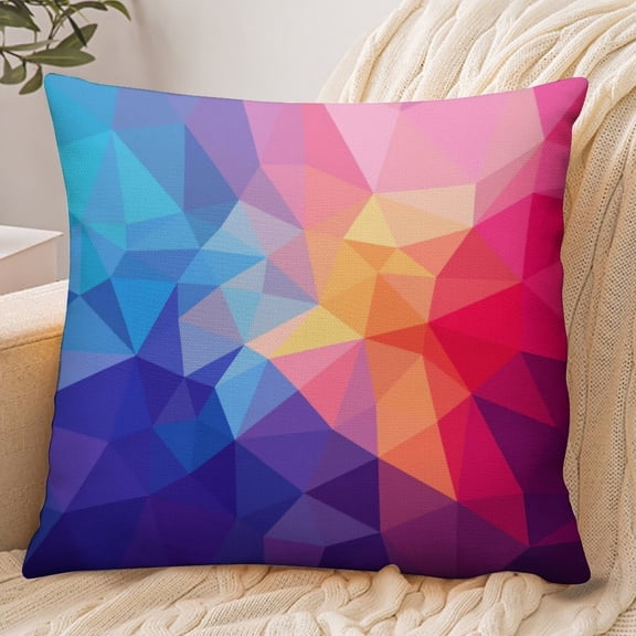 RKSupls 18x18 Inch Envelope Throw Pillow Cover, Abstract Blue Polygon Texture Soft Polyester Modern Farmhouse Decorative Cushion Case for Home Bedroom Living Room