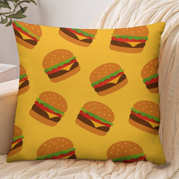 RKSupls 18x18 Inch Envelope Throw Pillow Cover, Cheeseburger Pattern Yellow Soft Polyester Modern Farmhouse Decorative Cushion Case for Home Bedroom Living Room