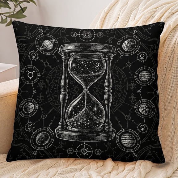 RKSupls 18x18 Inch Envelope Throw Pillow Cover, Cosmic Hourglass Planets Alchemy Soft Polyester Modern Farmhouse Decorative Cushion Case for Home Bedroom Living Room