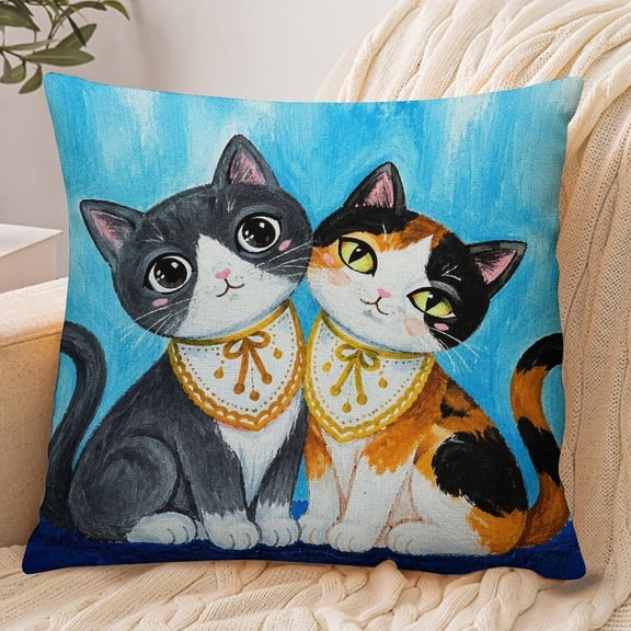 RKSupls 18x18 Inch Envelope Throw Pillow Cover, Cute Ginger Catin Yellow Sweater Soft Polyester Modern Farmhouse Decorative Cushion Case for Home Bedroom Living Room