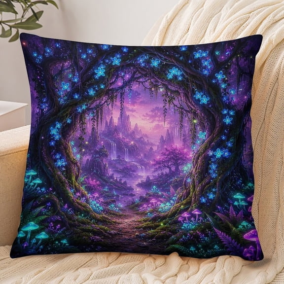 RKSupls 18x18 Inch Envelope Throw Pillow Cover, Fantasy Flower Arch Pathway Soft Polyester Modern Farmhouse Decorative Cushion Case for Home Bedroom Living Room