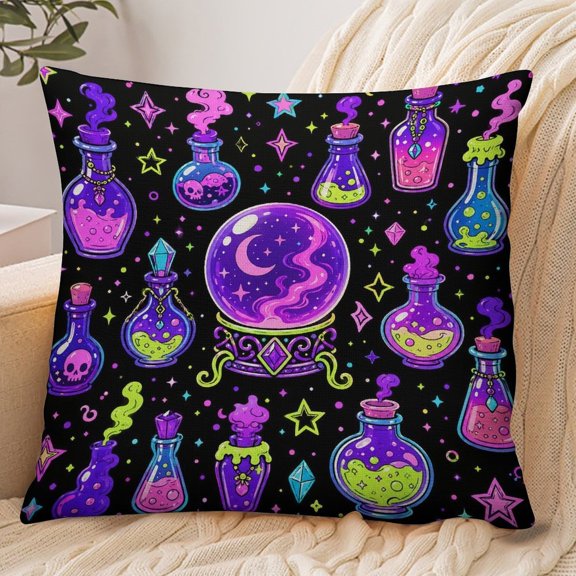 RKSupls 18x18 Inch Envelope Throw Pillow Cover, Neon Magic Potion Pattern Soft Polyester Modern Farmhouse Decorative Cushion Case for Home Bedroom Living Room