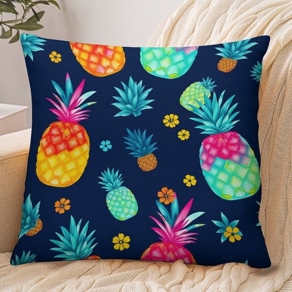 RKSupls 18x18 Inch Envelope Throw Pillow Cover, Pineapple Tropical Pattern Soft Polyester Modern Farmhouse Decorative Cushion Case for Home Bedroom Living Room