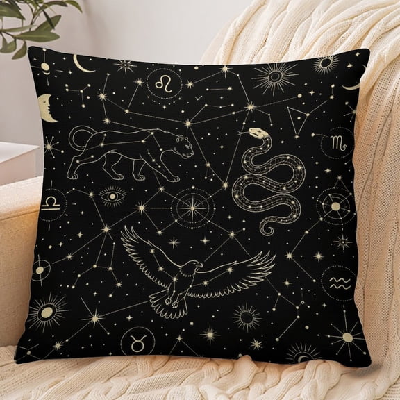 RKSupls 18x18 Inch Envelope Throw Pillow Cover, Snake Leopard Eagle Constellation Soft Polyester Modern Farmhouse Decorative Cushion Case for Home Bedroom Living Room