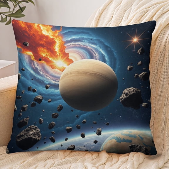 RKSupls 18x18 Inch Envelope Throw Pillow Cover, Space Planet Nebula Soft Polyester Modern Farmhouse Decorative Cushion Case for Home Bedroom Living Room