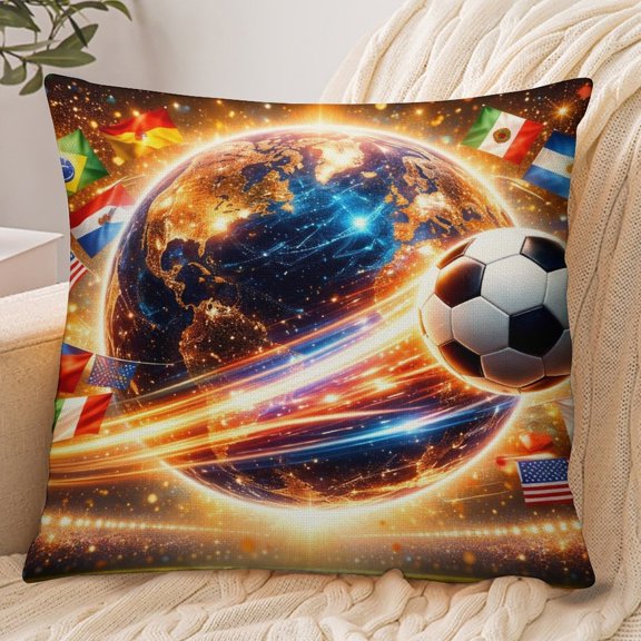 RKSupls 18x18 Inch Envelope Throw Pillow Cover, World Soccer Celebration Soft Polyester Modern Farmhouse Decorative Cushion Case for Home Bedroom Living Room