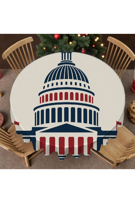 1pc US Capitol Building Icon Print  Soft, Festive Table Setting 2D Flat Printing, US Capitol Building Icon  ,Decor for Wedding, Party, Holiday, Home Dining