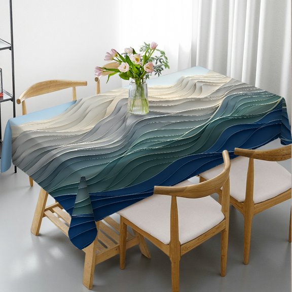 RKSupls abstract wave landscape sun paper art Print Tablecloths for dining table, Holiday-Themed Design Polyester Tablecloths, abstract wave landscape sun paper art