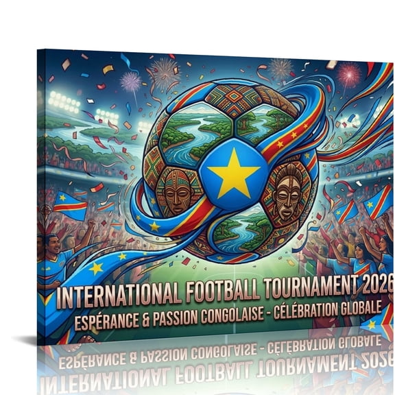 RKSupls 2026 Soccer Cup, Congo Theme Football Game Celebration Modern Wall Decor, Wall Art Canvas Print, Bathroom Wall Art Bathroom Bedroom Kitchen Hallway Wall Decor Prints