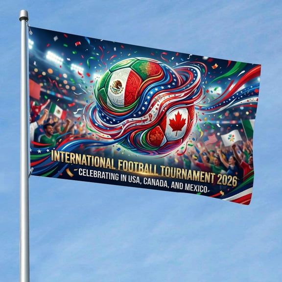 RKSupls   2026 Soccer Cup Flag, 2026 North American Theme Football Game Celebration   - Supporters Banner, Soccer Merchandise Gifts for Fans Indoor Outdoor Party Decor