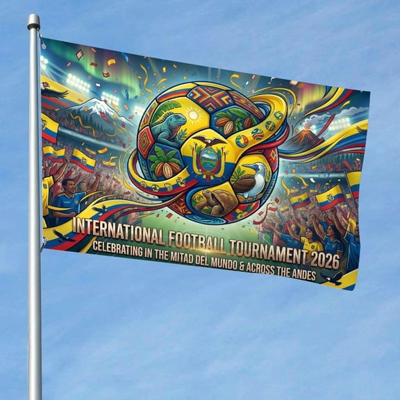 RKSupls 2026 Soccer Cup Flag, Ecuador Theme Football Game Celebration Football Game Large Flag - Supporters Banner, Soccer Merchandise Gifts for Fans Indoor Outdoor Party Decor