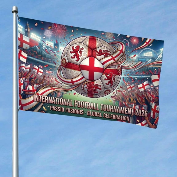 RKSupls 2026 Soccer Cup Flag, England Theme Football Game Celebration Football Game Large Flag - Supporters Banner, Soccer Merchandise Gifts for Fans Indoor Outdoor Party Decor