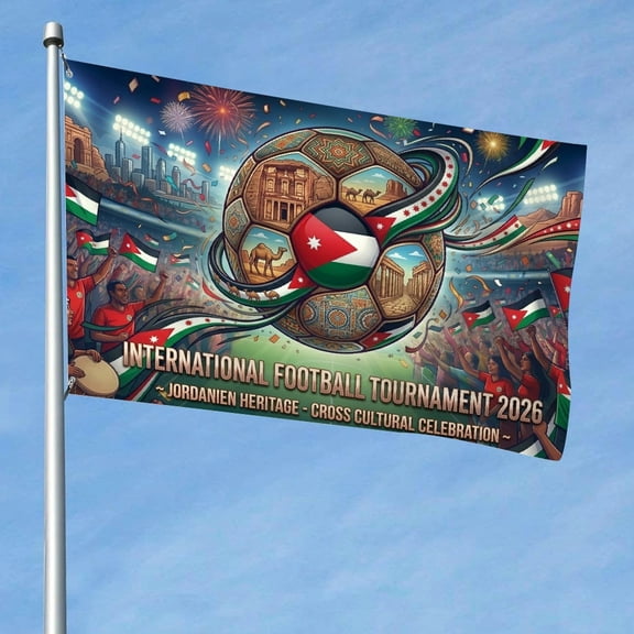RKSupls 2026 Soccer Cup Flag, Jordan Theme Football Game Celebration - Supporters Banner, Soccer Merchandise Gifts for Fans Indoor Outdoor Party Decor
