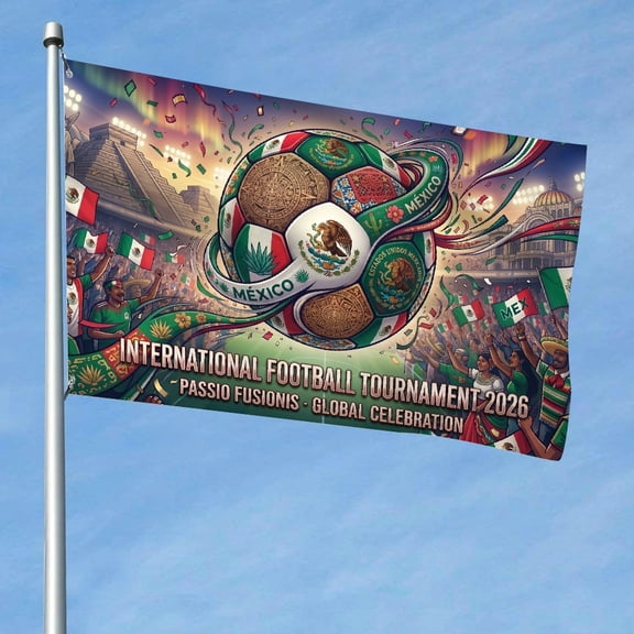 RKSupls 2026 Soccer Cup Flag, Mexico Theme Football Game Celebration Football Game Large Flag - Supporters Banner, Soccer Merchandise Gifts for Fans Indoor Outdoor Party Decor
