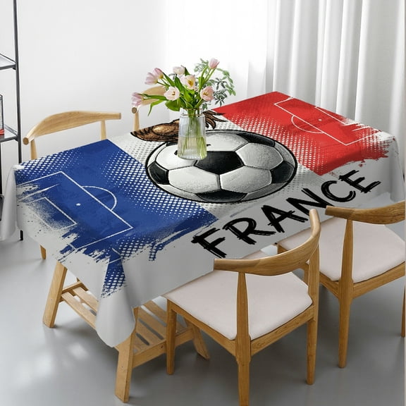 RKSupls 2026 World Football Cup Rectangle Dining Tablecloth, FRANCE Flag Print, Washable Wipeable Stain & Wrinkle Resistant Polyester Tablecloth for Soccer Party Kitchen Picnic