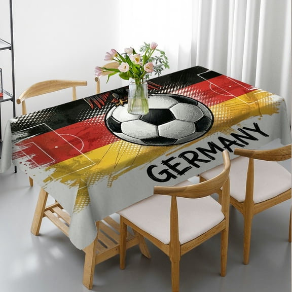 RKSupls 2026 World Football Cup Rectangle Dining Tablecloth, GERMANY Flag Print, Washable Wipeable Stain & Wrinkle Resistant Polyester Tablecloth for Soccer Party Kitchen Picnic