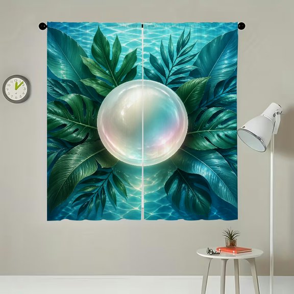 RKSupls 2Pcs Polyester Sheer Curtains for Windows tropical leaf pearl water spa wellness luxury Light Filtering Privacy Drape Panels, Home Decor for Living Room Bedroom Kitchen
