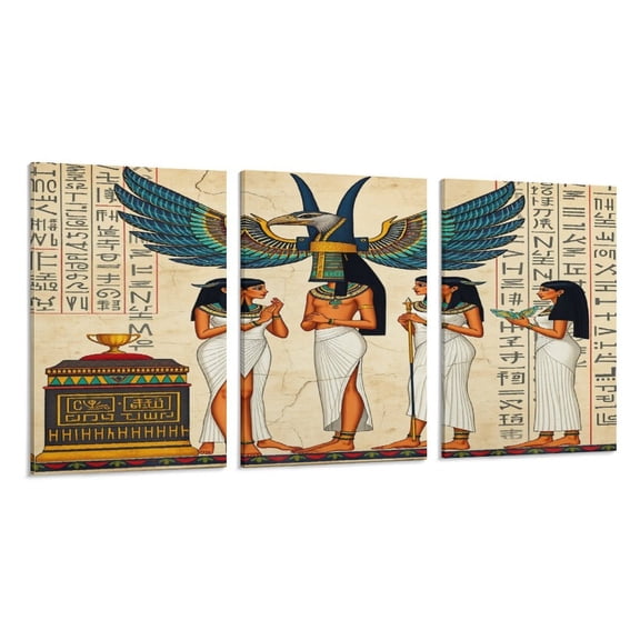 RKSupls 3 Piece Canvas Wall Art Set Modern Farmhouse Living Room Decor Egyptian Gods Priestesses Temple Art Prints Framed Ready to Hang for Bedroom Office