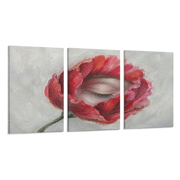 RKSupls 3 Piece Canvas Wall Art Set Modern Farmhouse Living Room Decor Hand Emergingfrom Lily Oil Painting Prints Framed Ready to Hang for Bedroom Office